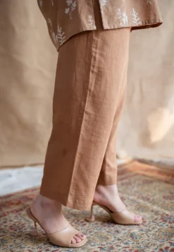 Tahin Slub Cotton Straight Pant
