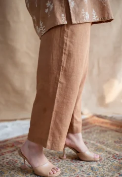 Tahin Slub Cotton Straight Pant