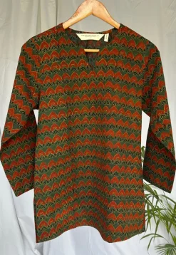 Tapsi Green Ajrakh Cotton A Line Short Top