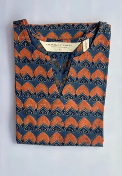 Tapsi Orange Ajrakh Cotton A Line Short Top