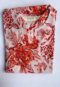 Tapsi Red Sanganeri Cotton A Line Short Top