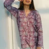 Tapsi Sanganeri Purple Cotton Top