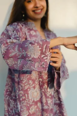 Tapsi Sanganeri Purple Cotton Top
