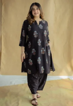 Tarin Black Ajrakh Chanderi Silk Afghan Pant