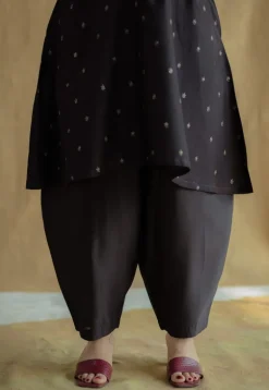 Tarin Black Solid Chanderi Silk Afghan Pant