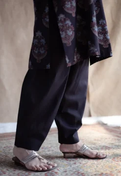 Tarin Black Solid Slub Cotton Afghan Pant