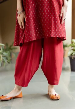 Tarin Madder Solid Chanderi Silk Afghan Pant