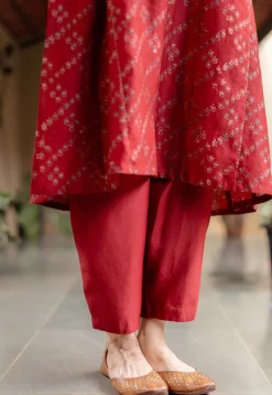 Tarin Madder Solid Chanderi Silk Afghan Pant