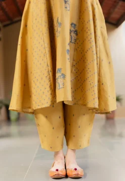 Tarin Mustard Ajrakh Chanderi Silk Afghan Pant