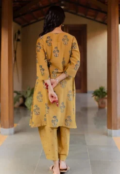 Tarin Mustard Ajrakh Chanderi Silk Afghan Pant