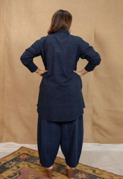 Tarin Navy Blue Ajrakh Cotton Afghan Pant