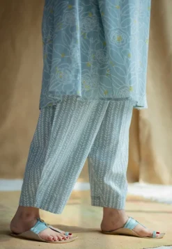 Tarin Sky Blue Hand Block Print Slub Cotton Afghan Pant