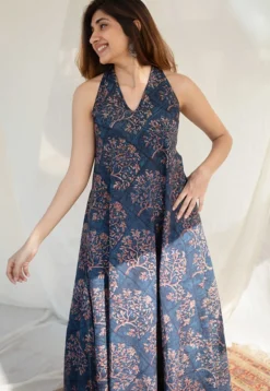 Tashi Halter Neck Cotton Maxi Dress