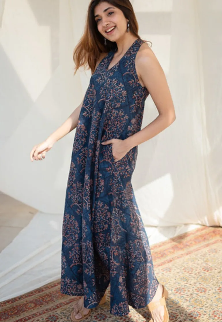 Tashi Halter Neck Cotton Maxi Dress