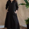 TIECO DyeVerse - Black Poplin Cotton Embroidered Kurta