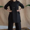 TIECO DyeVerse - Black Poplin Cotton Embroidered Kurta