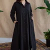 TIECO DyeVerse - Black Poplin Cotton Embroidered Dress