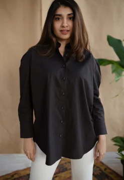 TIECO DyeVerse - Black Poplin Cotton Embroidered Shirt