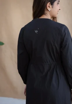 TIECO DyeVerse - Black Poplin Cotton Embroidered Dress