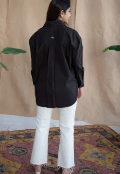TIECO DyeVerse - Black Poplin Cotton Embroidered Shirt