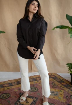 TIECO DyeVerse - Black Poplin Cotton Embroidered Shirt