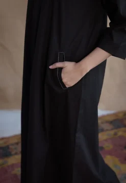 TIECO DyeVerse - Black Poplin Cotton Embroidered Kurta