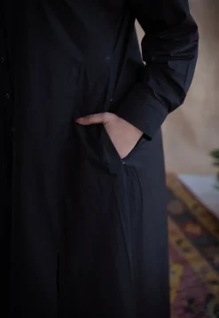 TIECO DyeVerse - Black Poplin Cotton Embroidered Dress