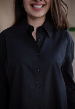 TIECO DyeVerse - Black Poplin Cotton Embroidered Shirt