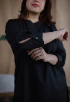 TIECO DyeVerse - Black Poplin Cotton Embroidered Kurta