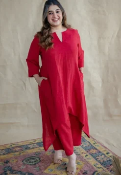 TIECO DyeVerse - Red Slub Cotton Co-Ords