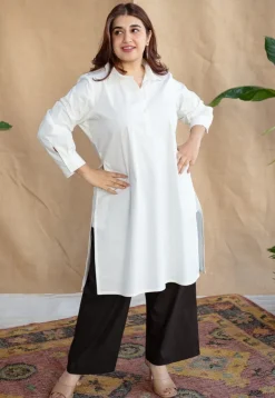 TIECO DyeVerse - White Poplin Cotton Embroidered Kurta