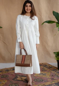 TIECO DyeVerse - White Poplin Cotton Embroidered Dress
