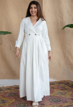 TIECO DyeVerse - White Poplin Cotton Embroidered Dress