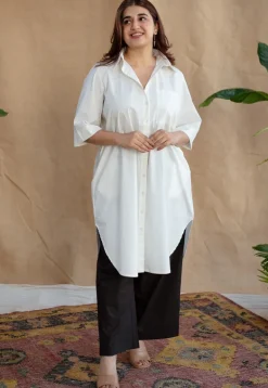 TIECO DyeVerse - White Poplin Cotton Embroidered Kurta