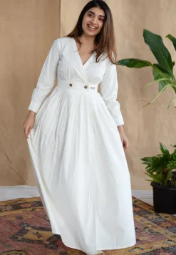 TIECO DyeVerse - White Poplin Cotton Embroidered Dress