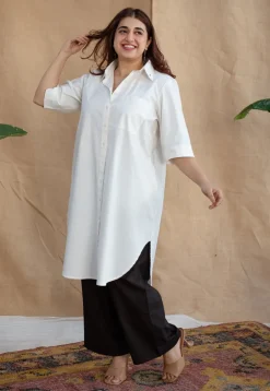 TIECO DyeVerse - White Poplin Cotton Embroidered Kurta