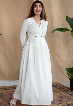 TIECO DyeVerse - White Poplin Cotton Embroidered Dress