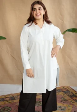 TIECO DyeVerse - White Poplin Cotton Embroidered Kurta