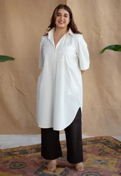 TIECO DyeVerse - White Poplin Cotton Embroidered Kurta