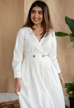 TIECO DyeVerse - White Poplin Cotton Embroidered Dress