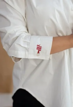 TIECO DyeVerse - White Poplin Cotton Embroidered Shirt