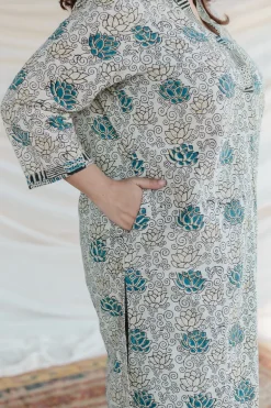 Tishna White Ajrakh Cotton Straight Kurta