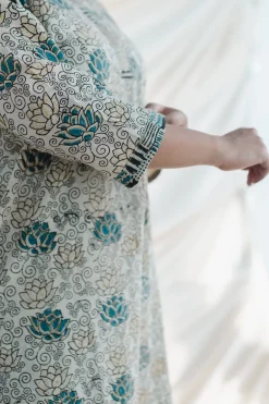 Tishna White Ajrakh Cotton Straight Kurta