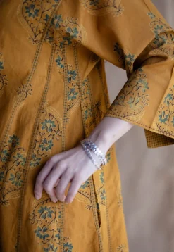 Trisha Mustard Ajrakh Cotton Jhabba Kali Kurta with Hand Embroidery