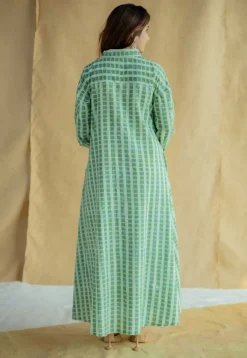 Trusha Green Batik Cotton A Line Dress