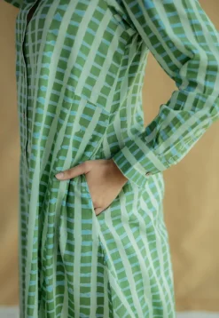 Trusha Green Batik Cotton A Line Dress