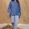 Yafit Indigo Dabu Cotton Loose Short Top