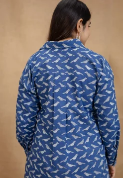 Yafit Indigo Dabu Cotton Loose Short Top