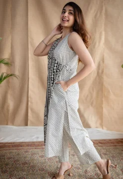 Yashi Beige Fakira Mul Cotton Straight Pant