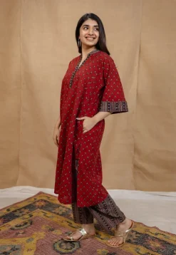 Yashi Charcoal Ajrakh Cotton Straight Bottom